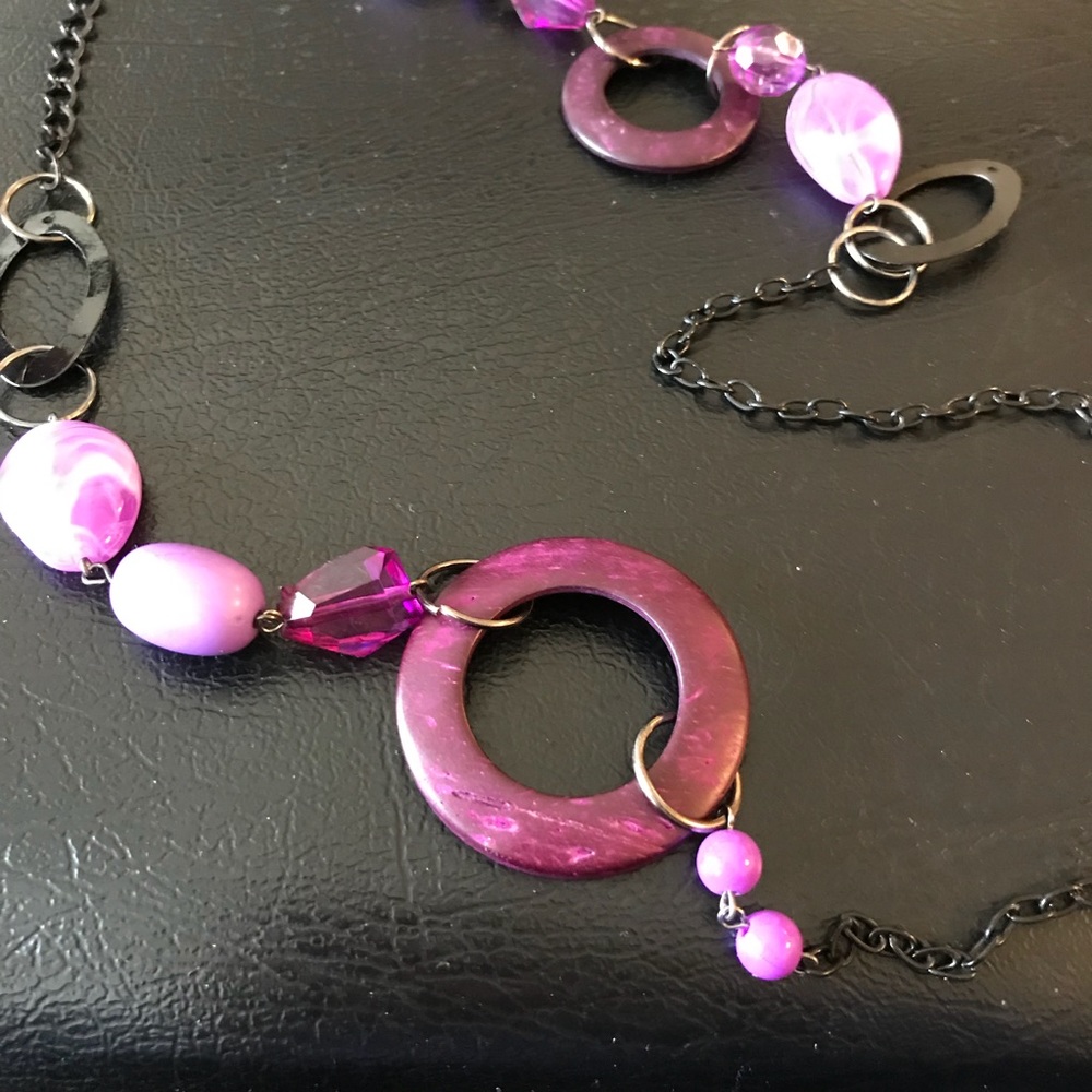 3 for $20 Purple Bead and Black Chain Necklace - Picture 4 of 4